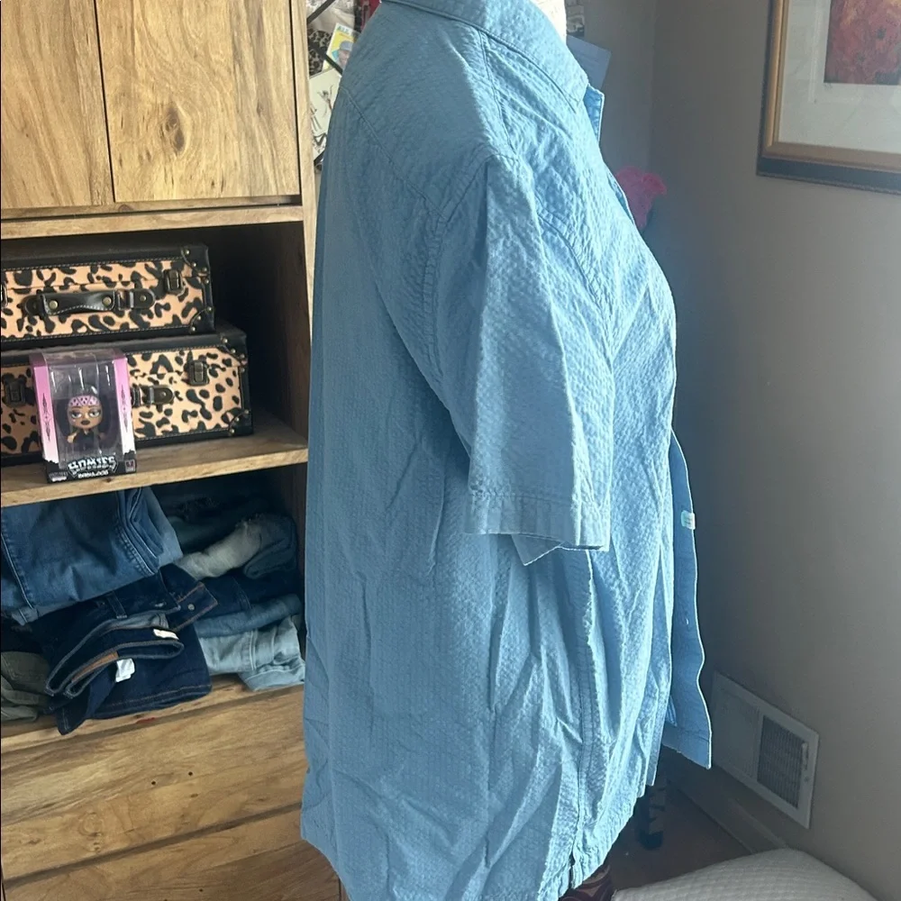 J. Crew Seersucker Light Blue Button Down Shirt - Medium